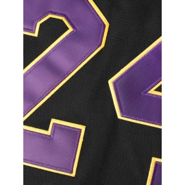 All Stitched #24 Black Baseball Jersey Embroidery V Neck Short Sleeve Baseball Shirt, Breathable Button-Up Sports Uniform For Training Competition Party