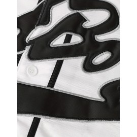 Men's Sport All Stitched #10 Baseball Jersey - Breathable V-Neck Short Sleeve with Full Embroidery, Red/White/Yellow Color Options, Button-Up Regular Fit for Training, Competition, Parties & Casual Wear, Athletic Event Clothing, Durable Sportswear