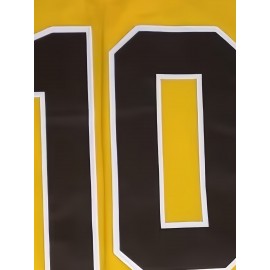 Men's Sport All Stitched #10 Baseball Jersey - Breathable V-Neck Short Sleeve with Full Embroidery, Red/White/Yellow Color Options, Button-Up Regular Fit for Training, Competition, Parties & Casual Wear, Athletic Event Clothing, Durable Sportswear