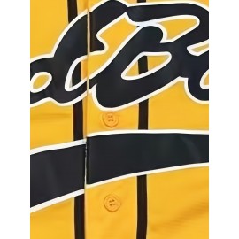 Men's Sport All Stitched #10 Baseball Jersey - Breathable V-Neck Short Sleeve with Full Embroidery, Red/White/Yellow Color Options, Button-Up Regular Fit for Training, Competition, Parties & Casual Wear, Athletic Event Clothing, Durable Sportswear