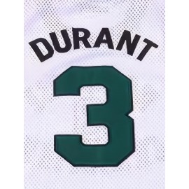 Men's #3 Montrose Christian Basketball Jersey - Breathable, Embroidered Polyester, White & Green with Round Neckline, Sizes S-3XL - Perfect for Team Sports, Casual Wear & Training, Basketball Accessories