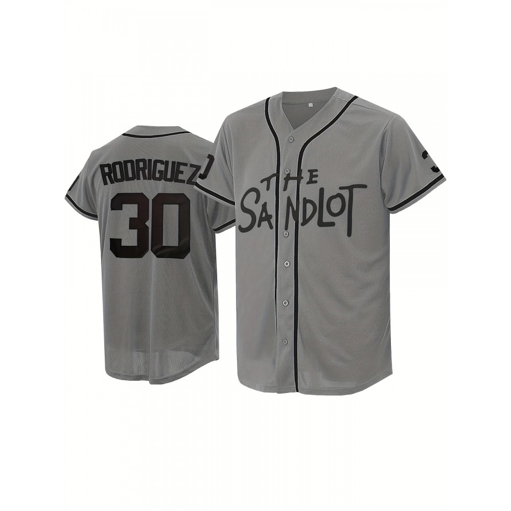 Men's #30 Baseball Jersey - Grey Embroidered 