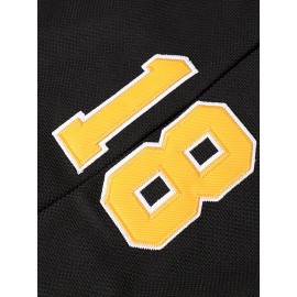 1pc Boston Gilmore #18 Men'S Ice Hockey Jersey - Polyester V-Neck Pullover with Embroidered Lettering - Loose-Fit Sports Top for Casual, Beach, Halloween, Christmas - Knitted Athletic Shirt for Training, Outdoor Activities, Field Sports - S-3XL