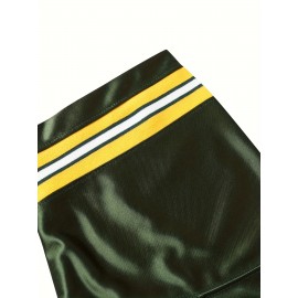 Men's Green #10 Rugby Shirt - Breathable Polyester V-Neck Sports Top, Loose Fit for Running, Hiking & Casual Wear, Machine Washable, Spring/Summer/Fall, Sporty Appearance, Detailing, Comfortable Fabric