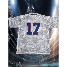 Men'S # 17 Camouflage Rugby Sports Shirt Breathable V-neck Embroidered Polyester Knitted Micro Elastic Loose Fabric