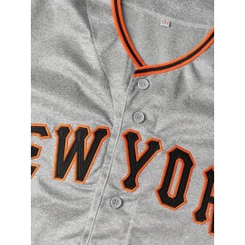 Men's #24 Gray V-Neck Baseball Jersey - Breathable Polyester Loose Fit Sports Top with Button Closure, Letter & Number Design, Micro Elastic for Training, Beach, Hiking, Casual Wear (Sizes S-3XL)