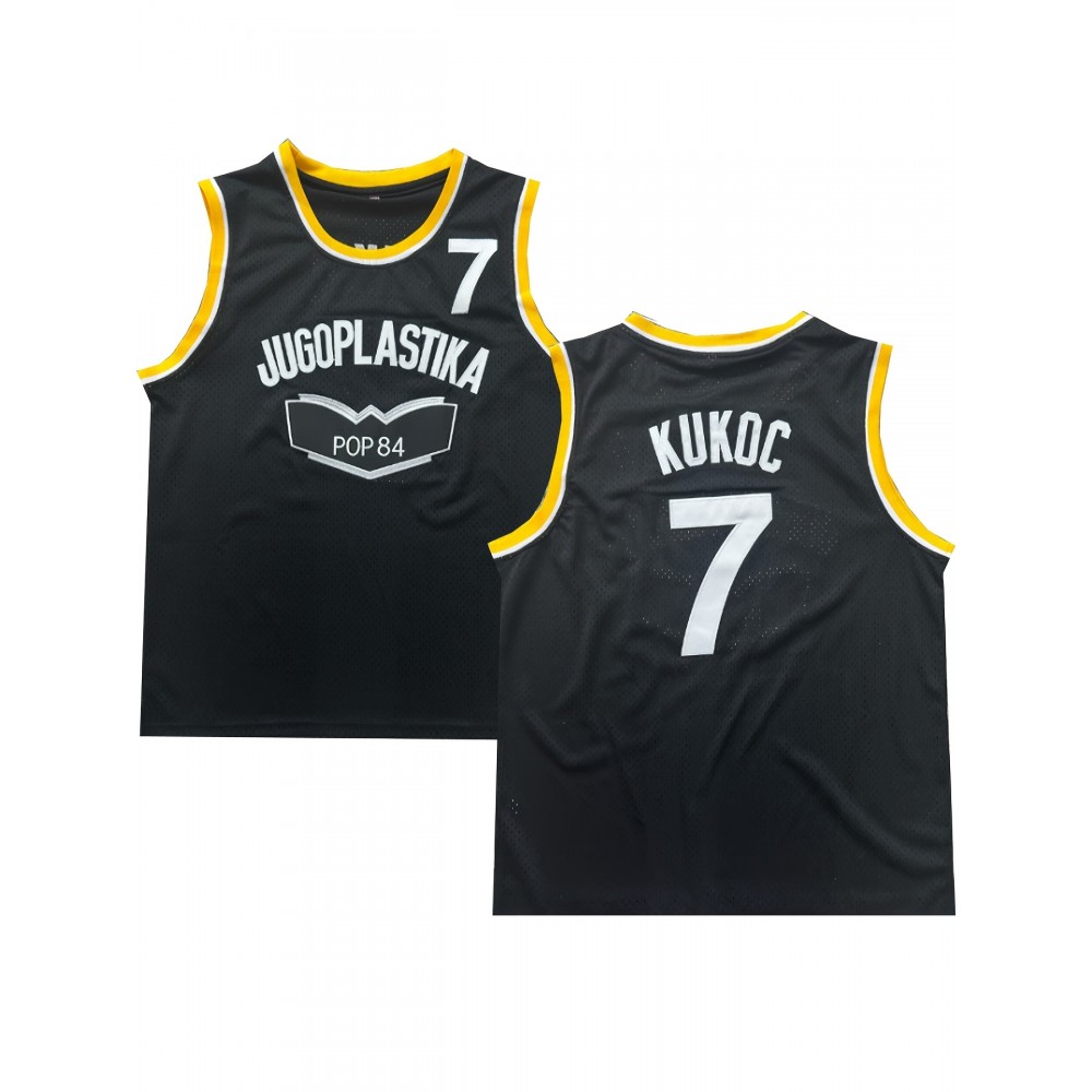 Men's Sleeveless Basketball Tops with Number 7 And JUGOPLASTIKA Letter, Breathable Summer Clothing for Outdoor Sports