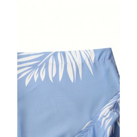 Men'S Sky Blue Leaf Baseball Flower Shirt Suitable For Beach Vacation, Halloween, Christmas S-3XL