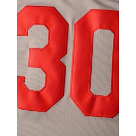 Men'S V-neck Baseball Jersey # 30 Gray Embroidered Breathable Lightweight, Perfect For Training And Casual Wear Size S-3XL