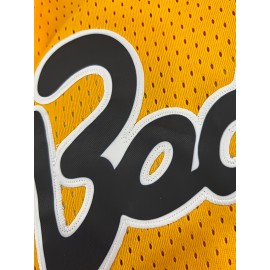 Men's Bad Boy Embroidered Basketball Jersey - Vibrant Yellow V-Neck, Moisture-Wicking & Breathable, Short Sleeve Athletic Top for Sports & Parties