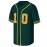 All Stitched 10 Dark Green Baseball Jersey Embroidery V Neck Short Sleeve Baseball Shirt, Breathable Button-Up Sports Uniform for Training Competition Party