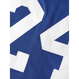 Stitched 24 Blue Baseball Jersey Embroidery V Neck Short Sleeve Baseball Shirt, Breathable Button-Up Sports Uniform For Training Competition Party