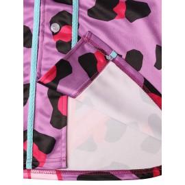 Men's Retro Purple Embroidered Baseball Jersey - V-Neck, Short Sleeve, Breathable Polyester Sports Shirt for Team Training, Casual Wear & Parties, Breathable Jersey|Vibrant Sports Jersey|Button Closure Jersey