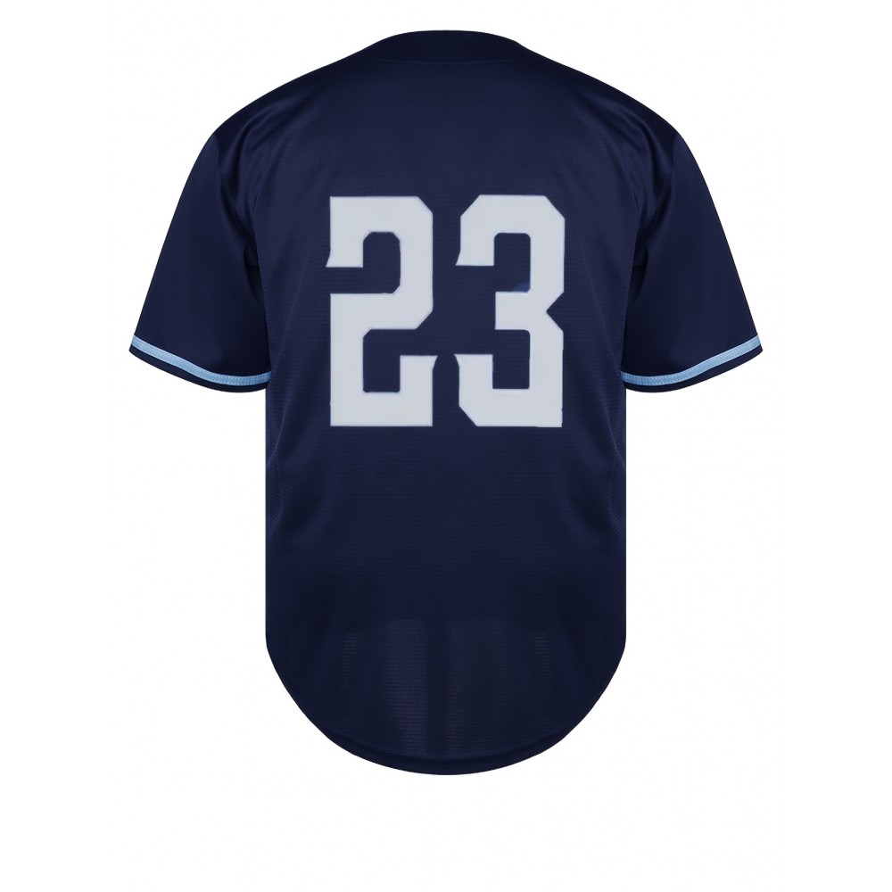 Stitched #23 Navy Baseball Jersey Embroidery V Neck Short Sleeve Baseball Shirt, Breathable Button-Up Sports Uniform For Training Competition Party