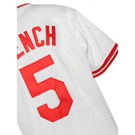 Sports Stitched #5 White Baseball Jersey Embroidery V Neck Short Sleeve Baseball Shirt, Breathable Button-Up Sports Uniform For Training Competition Party