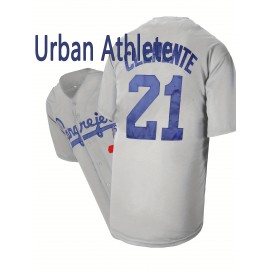 Stitched 21 Black Grey Beige White Baseball Jersey Embroidery V Neck Short Sleeve Baseball Shirt, Breathable Button-Up Sports Uniform For Training Competition Party