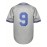 Stitched #9 Grey Baseball Jersey Red Letter Embroidery V Neck Short Sleeve Baseball Shirt, Breathable Button-Up Sports Uniform For Training Competition Party