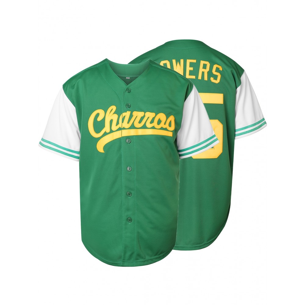 Myrtle Beach Mermaid Men's #55 Embroidered Baseball Jersey - Light Blue & Green V-Neck Short Sleeve, Breathable Button-Up Sports Shirt for Training, Competition, and Casual Wear, Competition Clothing | Vneck Jersey | Quality Embroidery