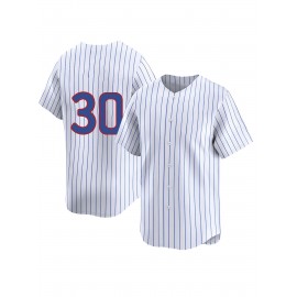 Men'S Chicago #30 Embroidery Baseball Jersey, Moisture Wicking, Breathable And Lightweight, UV Protection, Fade Resistant, Slightly Stretch Breathable Button Sports Uniform For Training Party, As Gifts For Baseball Fans
