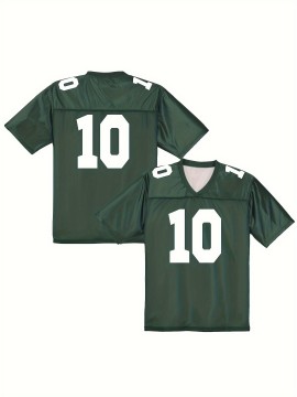 Men'S Green Bay #10 Polyester Green Football Jersey T Shirts, V-Neck Sports Shirt With Slight Stretch, Breathable Casual Knit Fabric For All Seasons, Loose Fit Adult & Teen, Fans Gift Men Youth